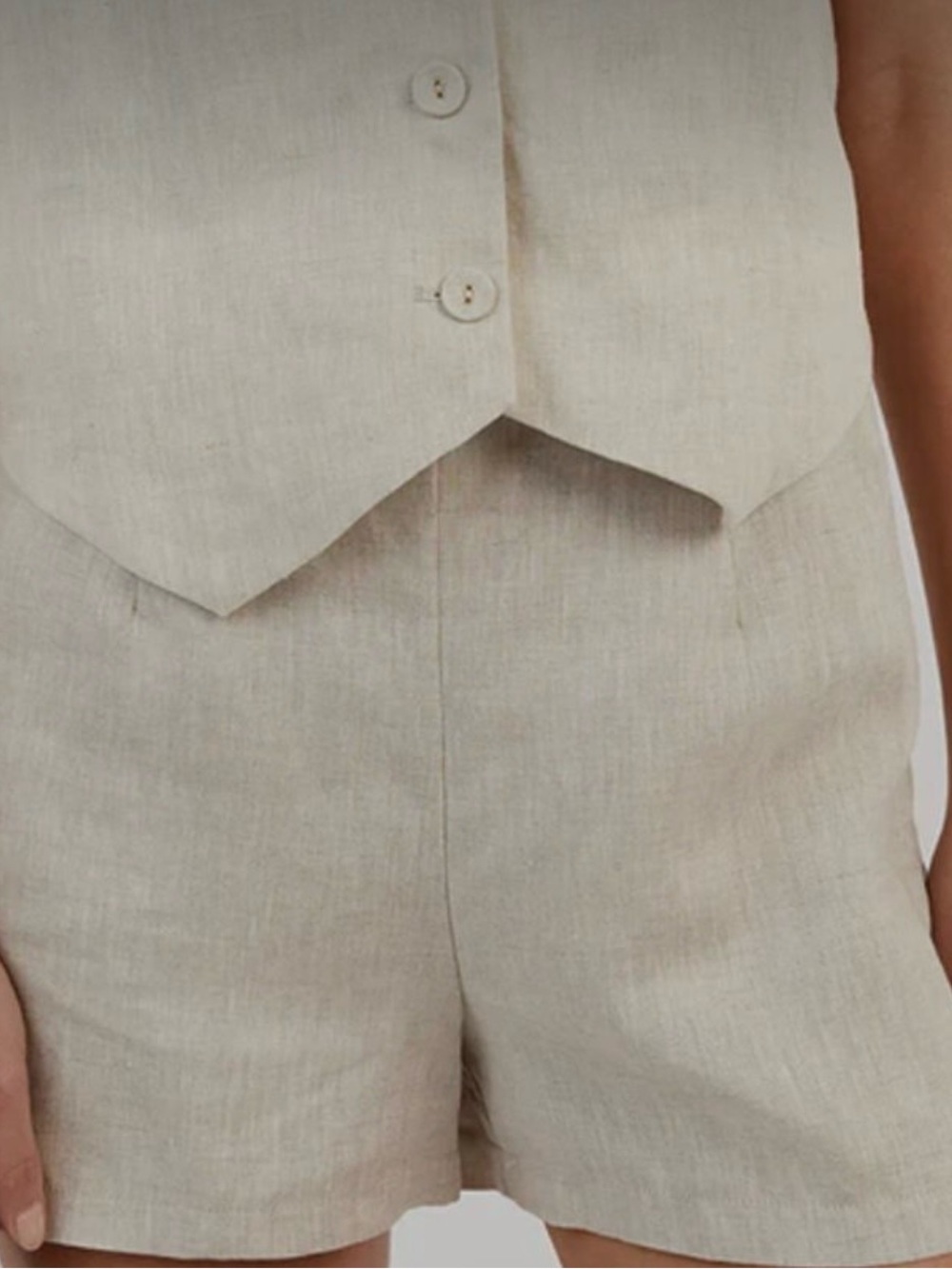 DISSH Linen-Blend High-Rise Shorts - Cream